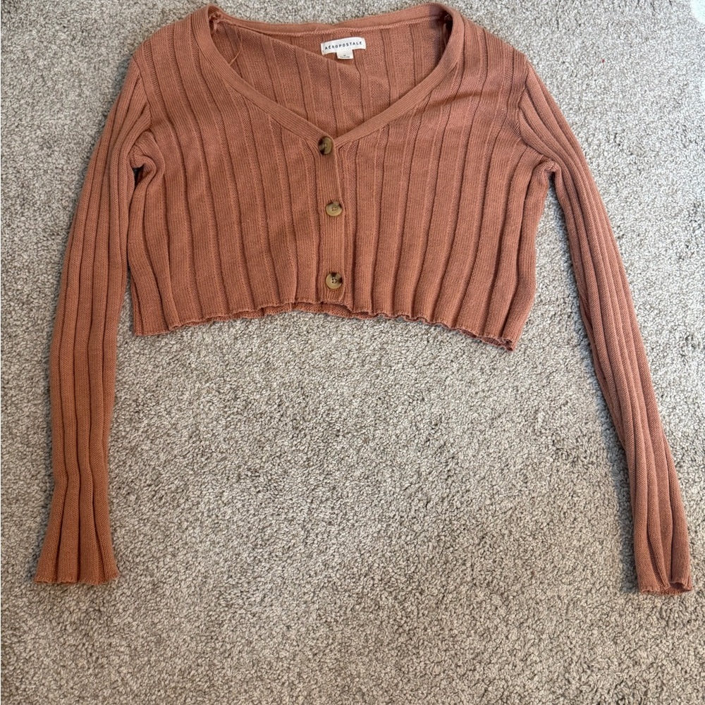 Aeropostale Cable Knit Sweater in Soft Brown